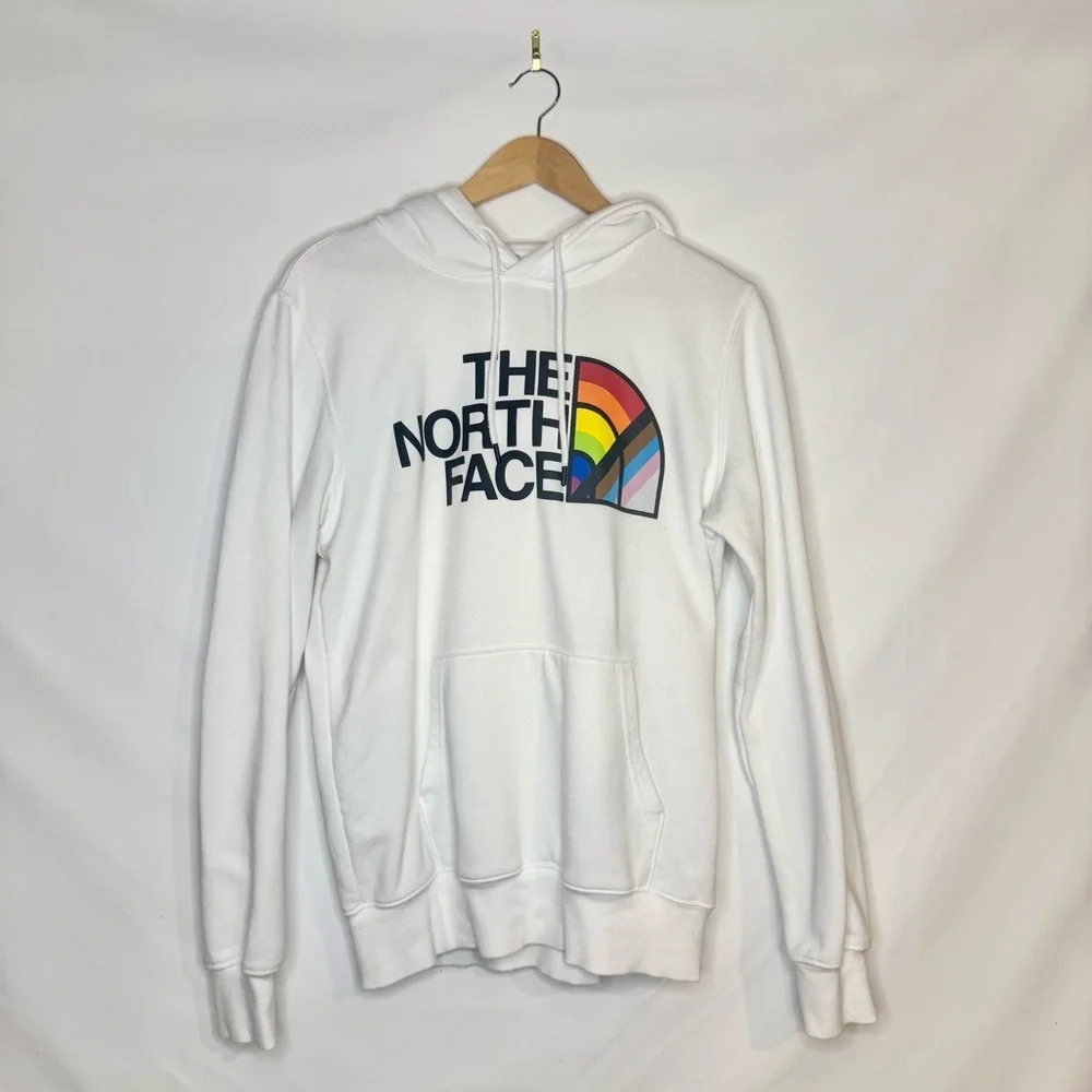 The North Face Pride Hoodie White with Rainbow Logo Size Small - Picture 3 of 8